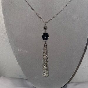 Elegant Black and Silver Tassel Necklace